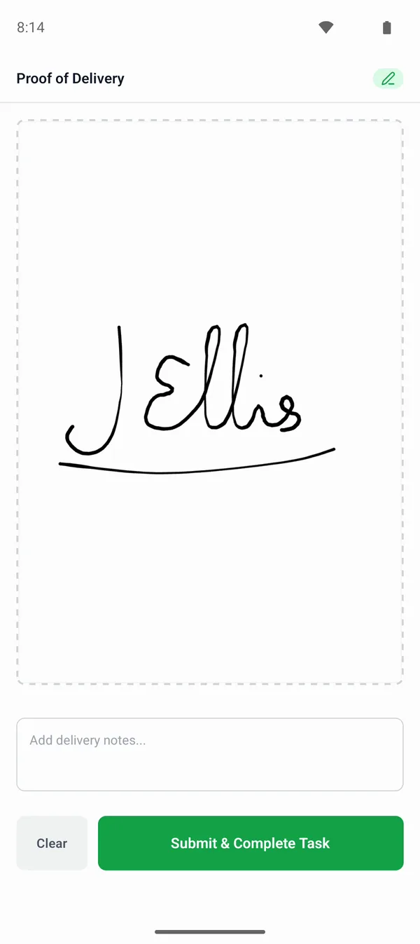 Proof of delivery: the customer's signature